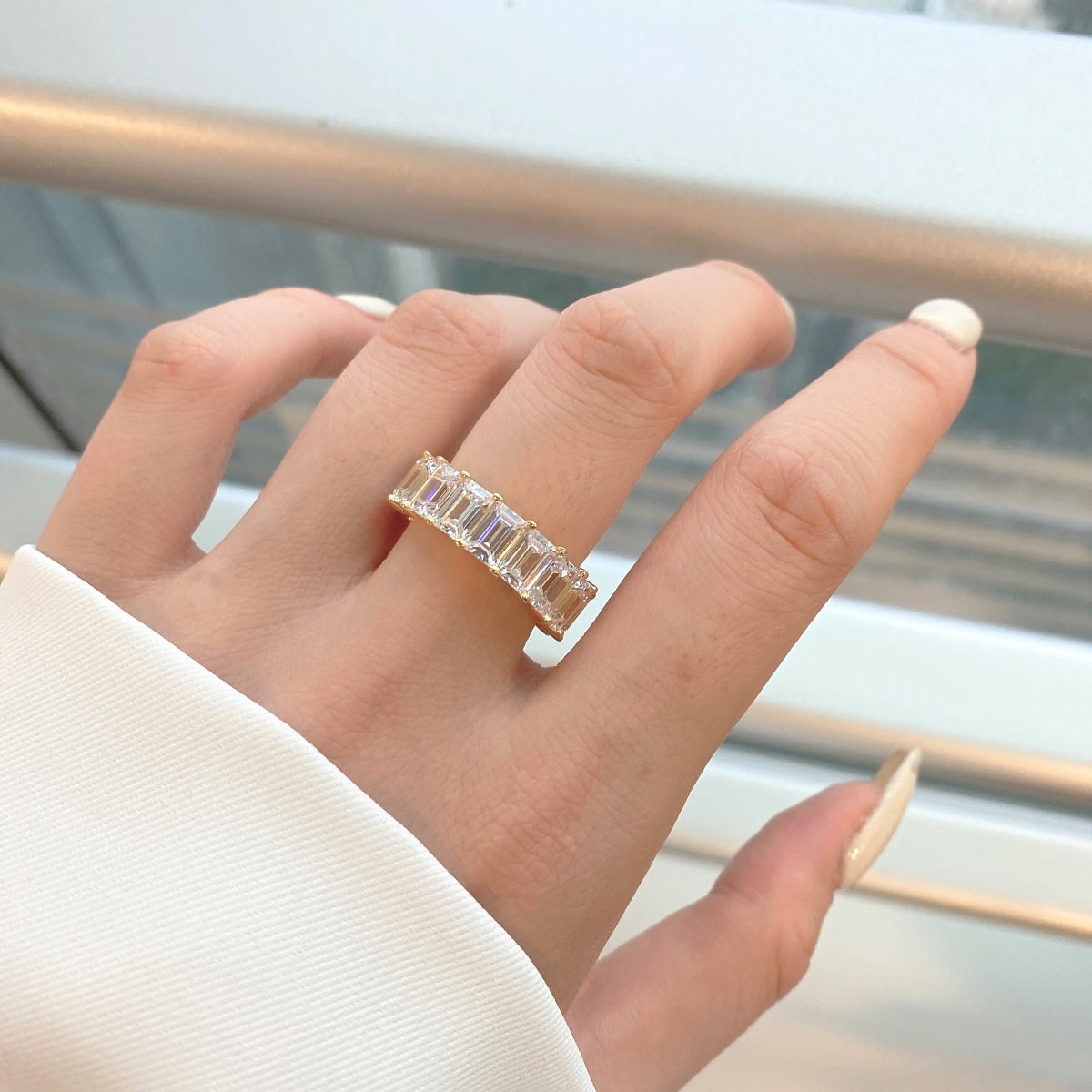 [Am jewelry]0.75 Carat Elegant Emerald Cut Tennis Ring