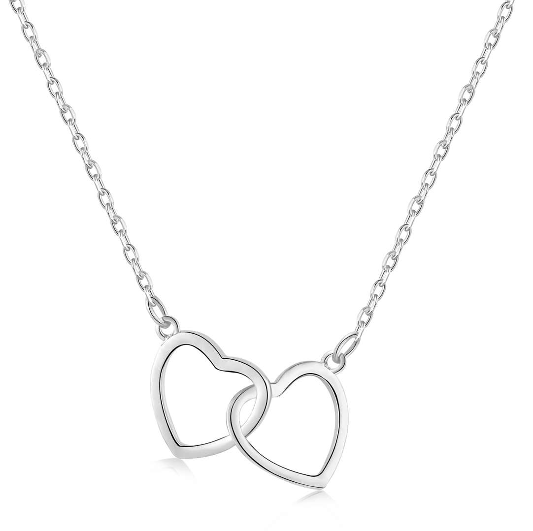 [Am jewelry]Sterling Silver Love Double Ring Necklace