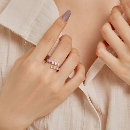 [Am jewelry]Charming Colorful Radiant Cut Adjustable Daily Ring