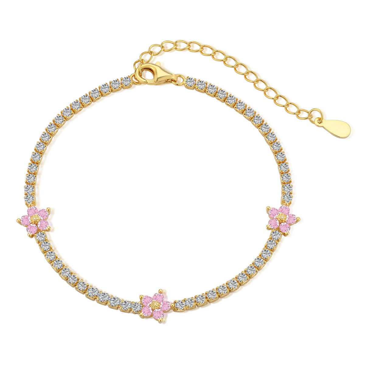 [Am jewelry]Sparkling Flower Shape Tennis Bracelet