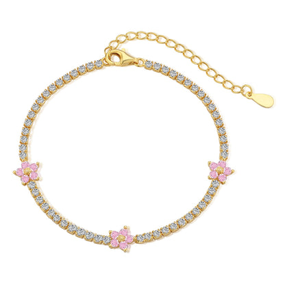 [Am jewelry]Sparkling Flower Shape Tennis Bracelet