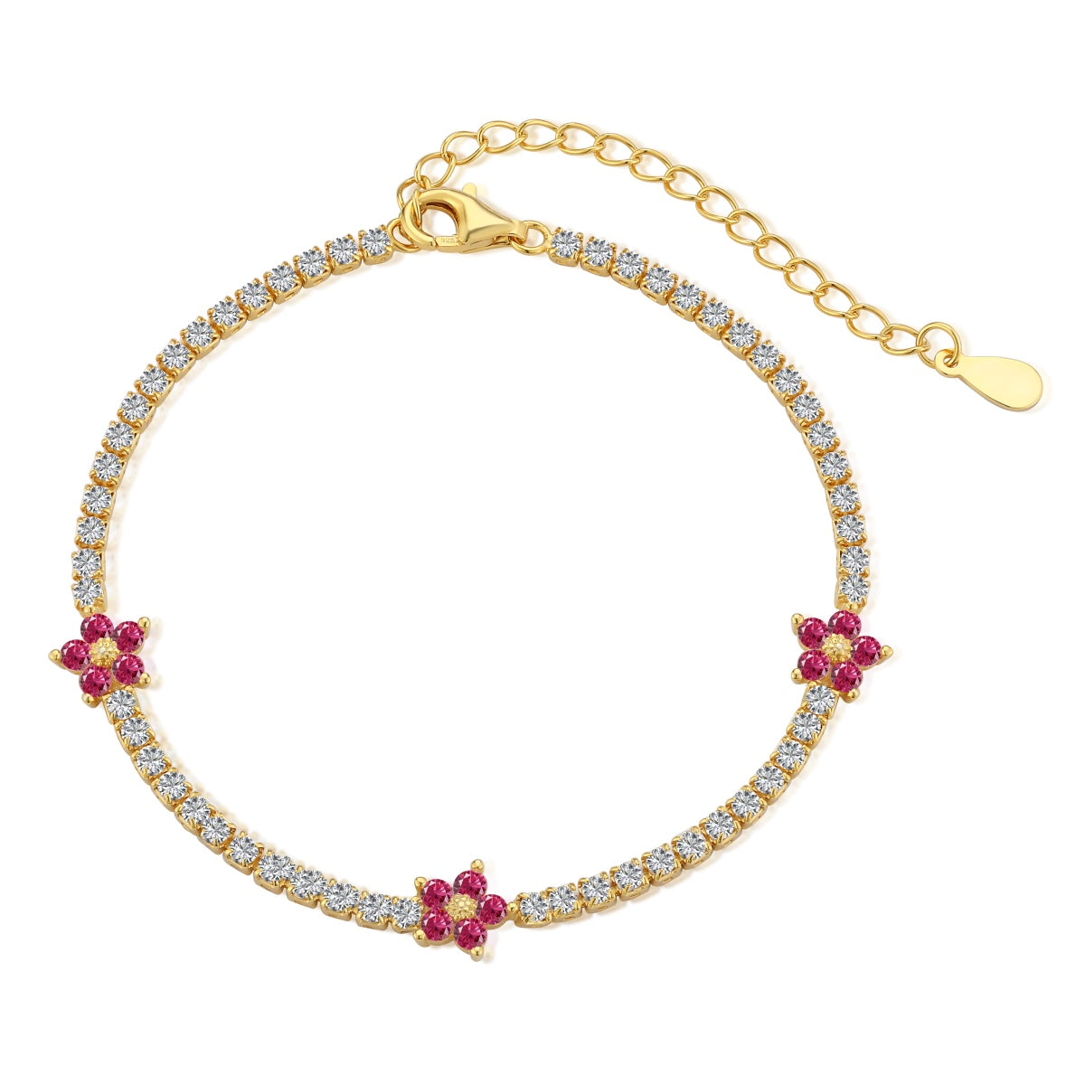 [Am jewelry]Sparkling Flower Shape Tennis Bracelet