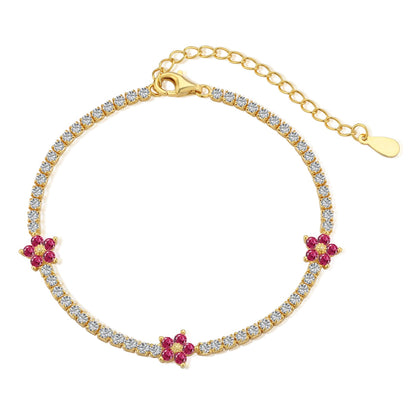 [Am jewelry]Sparkling Flower Shape Tennis Bracelet