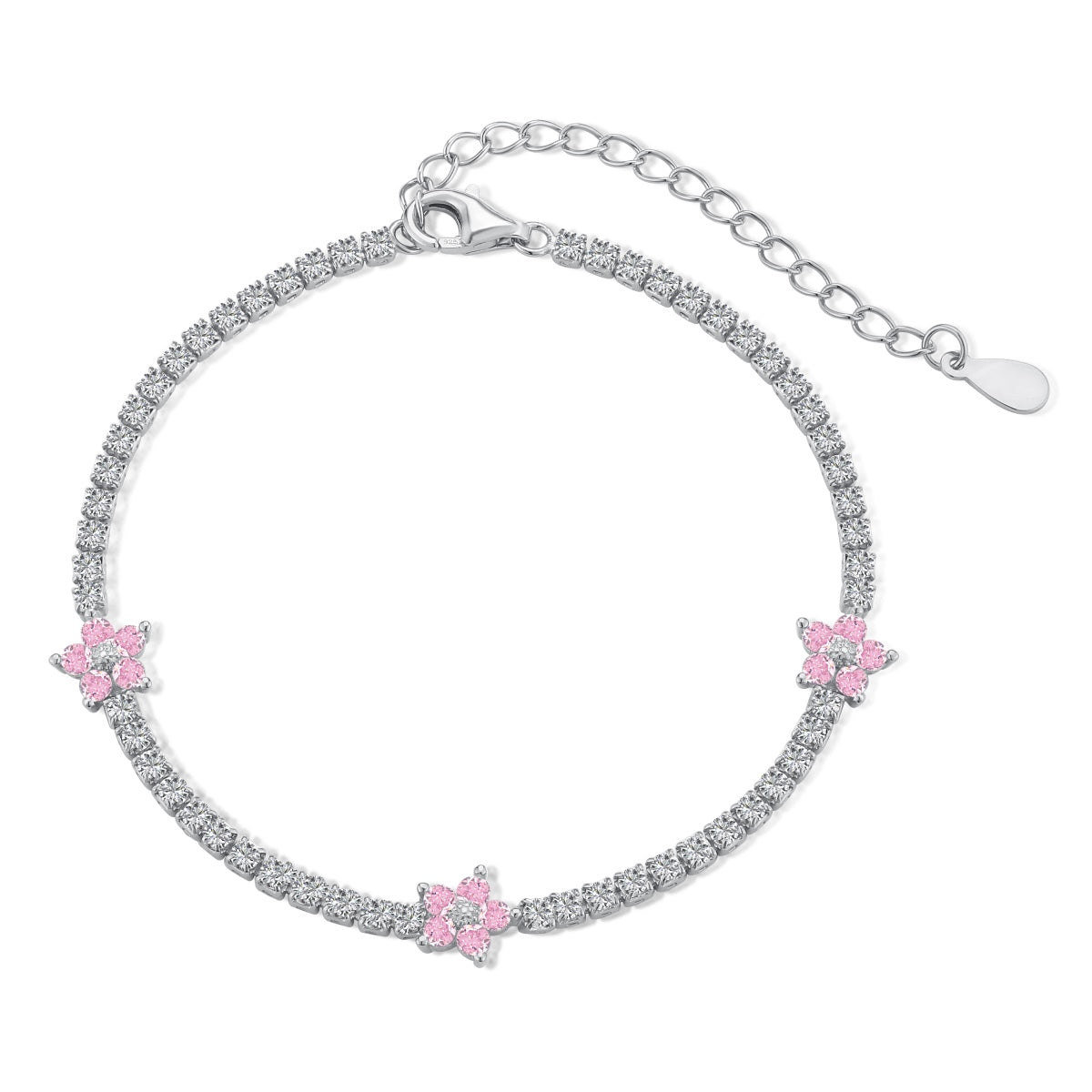 [Am jewelry]Sparkling Flower Shape Tennis Bracelet