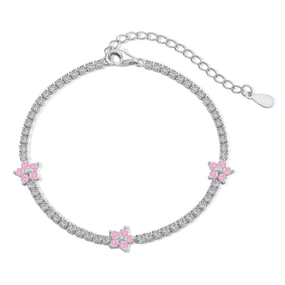 [Am jewelry]Sparkling Flower Shape Tennis Bracelet