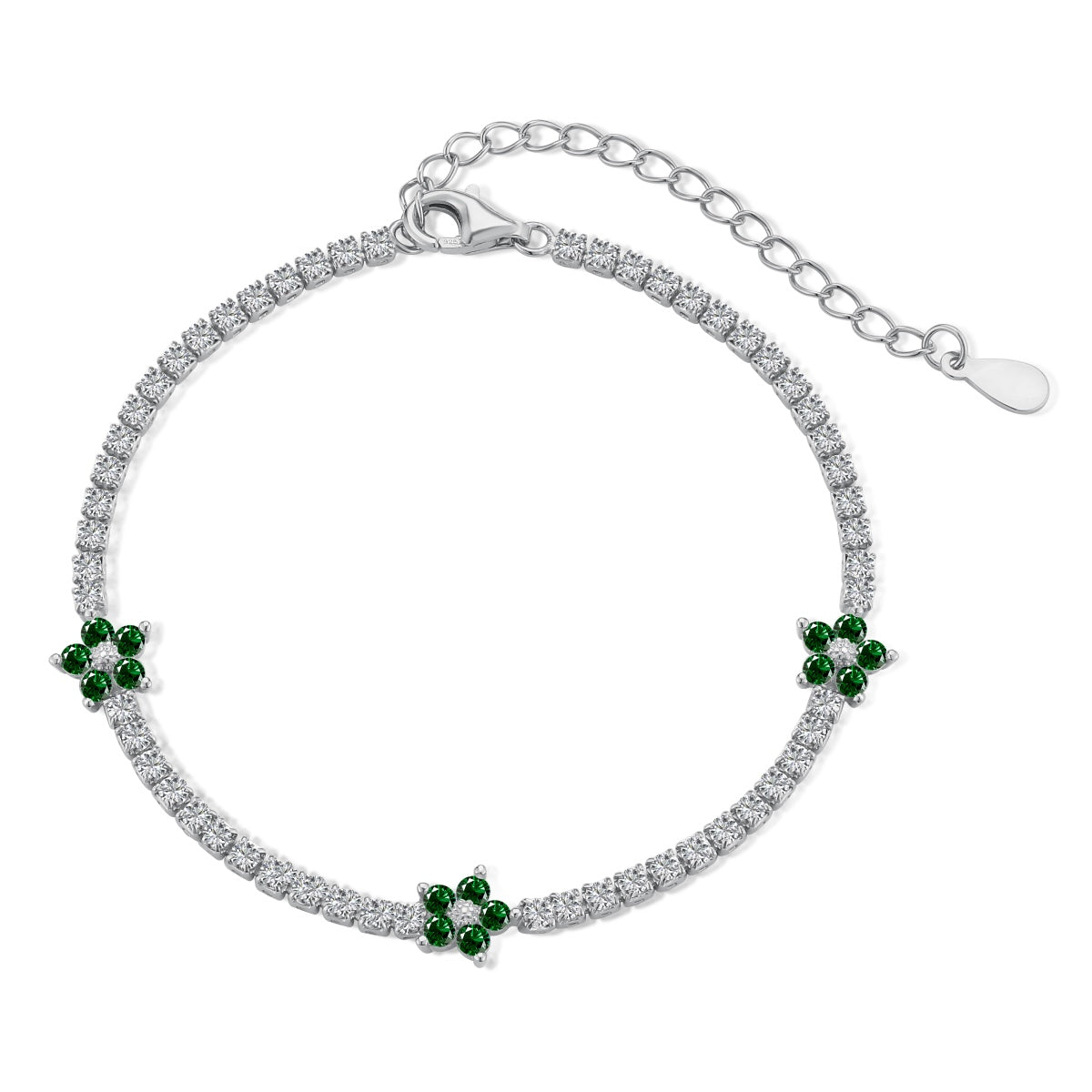[Am jewelry]Sparkling Flower Shape Tennis Bracelet