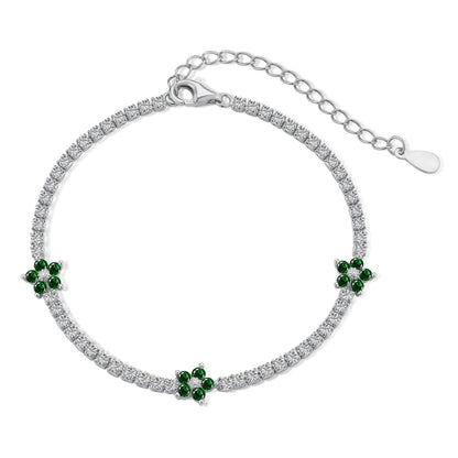 [Am jewelry]Sparkling Flower Shape Tennis Bracelet