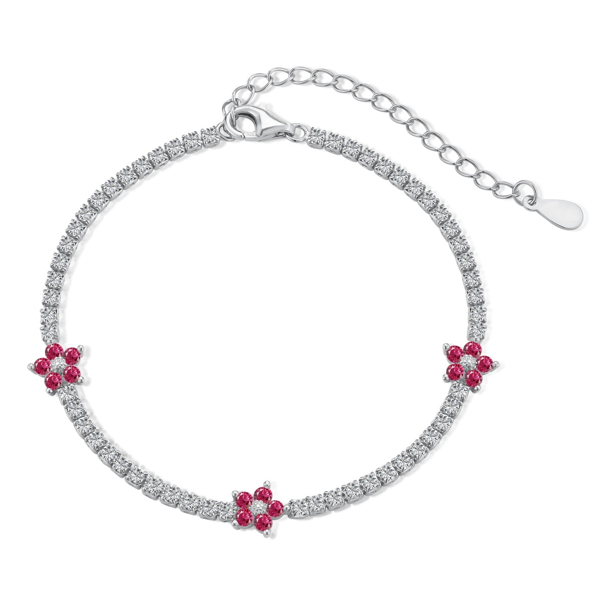 [Am jewelry]Sparkling Flower Shape Tennis Bracelet