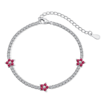 [Am jewelry]Sparkling Flower Shape Tennis Bracelet