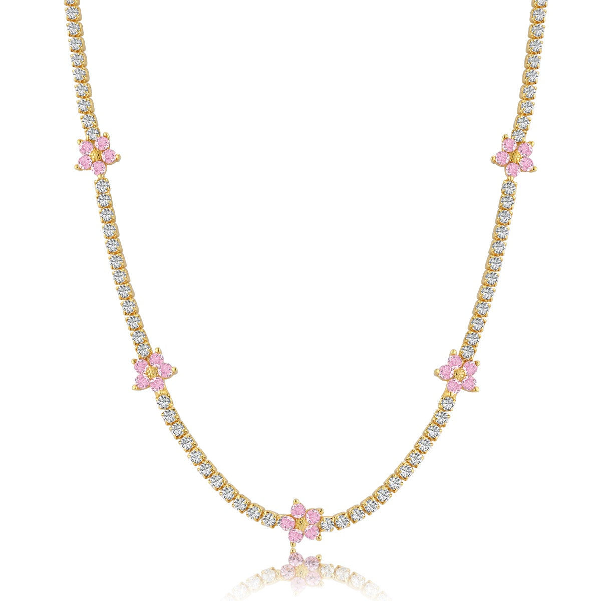 [Am jewelry]Luxurious Colorful Flower Tennis Necklace