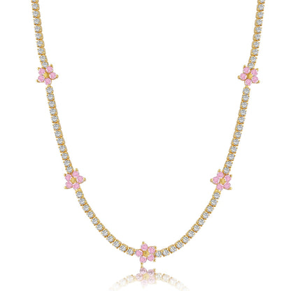 [Am jewelry]Luxurious Colorful Flower Tennis Necklace