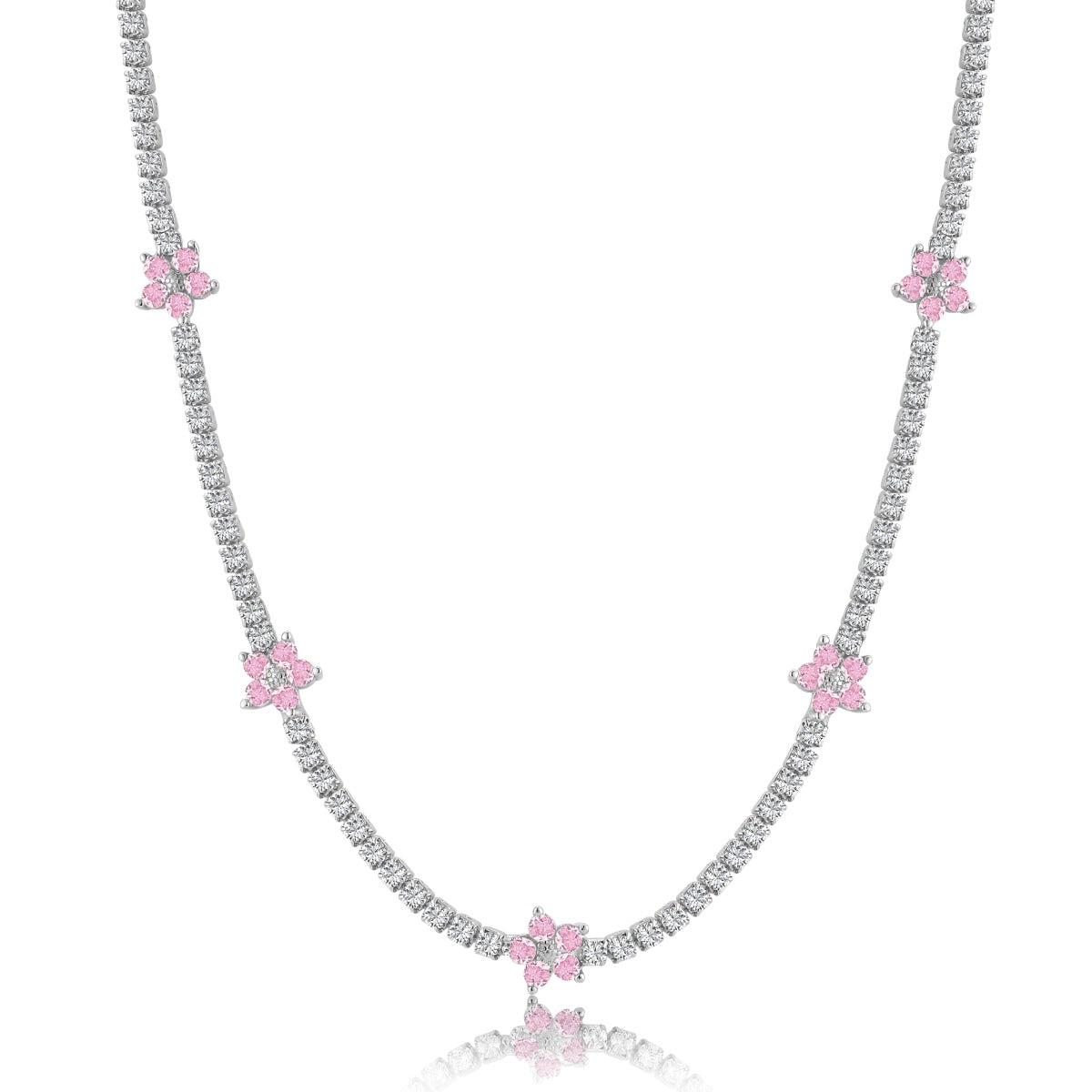 [Am jewelry]Luxurious Colorful Flower Tennis Necklace