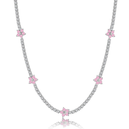 [Am jewelry]Luxurious Colorful Flower Tennis Necklace