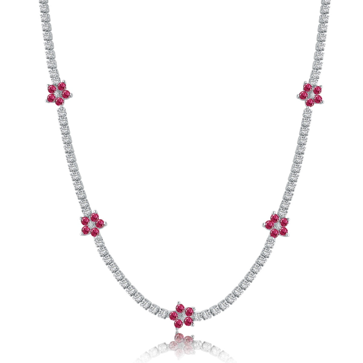 [Am jewelry]Luxurious Colorful Flower Tennis Necklace