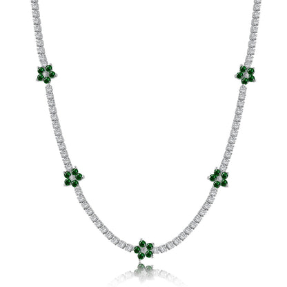 [Am jewelry]Luxurious Colorful Flower Tennis Necklace
