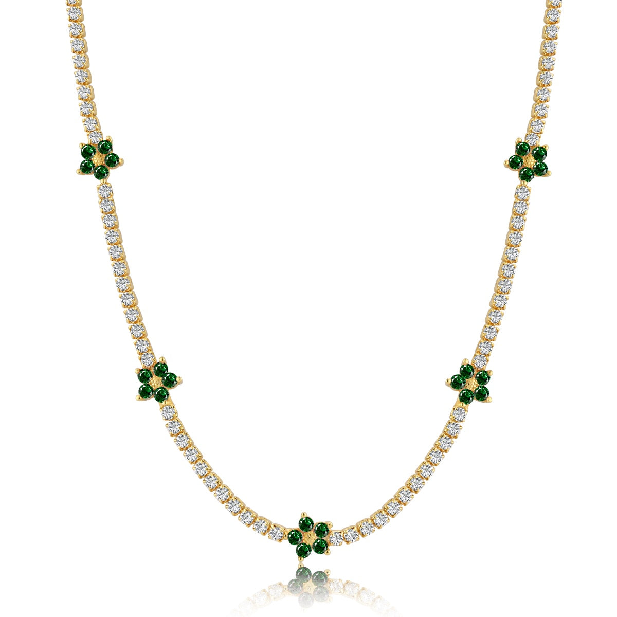 [Am jewelry]Luxurious Colorful Flower Tennis Necklace