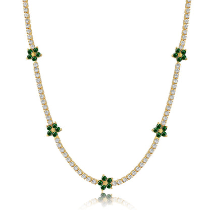 [Am jewelry]Luxurious Colorful Flower Tennis Necklace