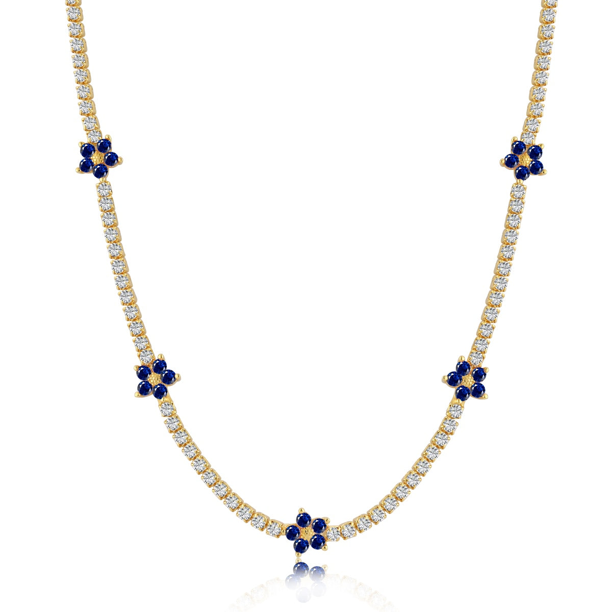 [Am jewelry]Luxurious Colorful Flower Tennis Necklace