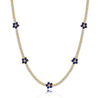 [Am jewelry]Luxurious Colorful Flower Tennis Necklace