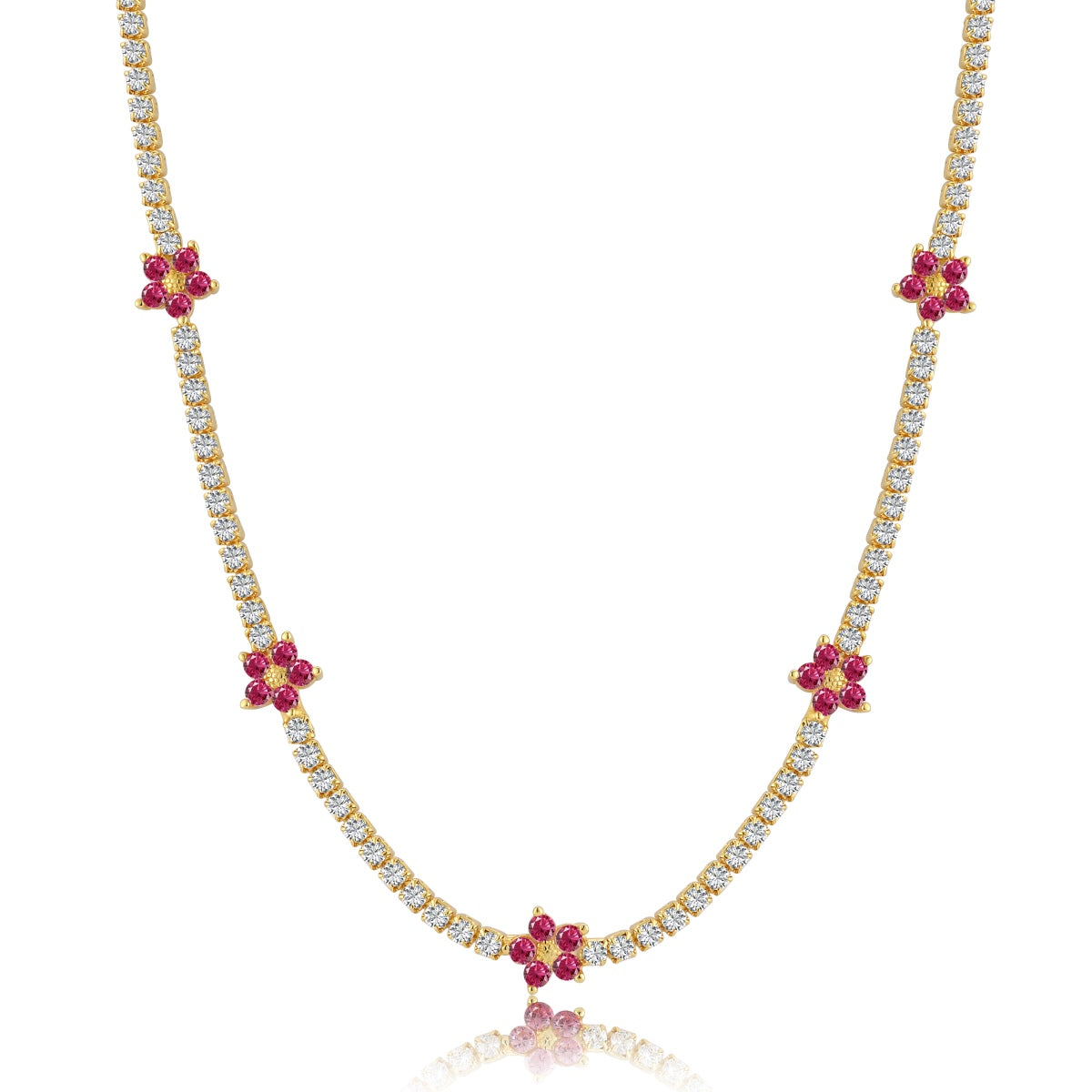 [Am jewelry]Luxurious Colorful Flower Tennis Necklace