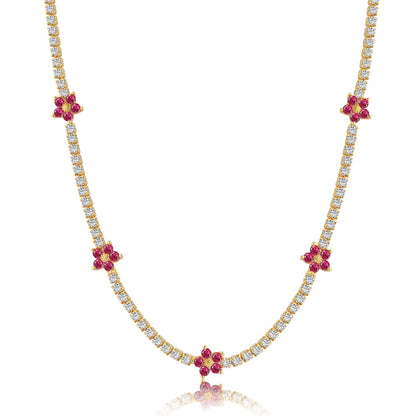 [Am jewelry]Luxurious Colorful Flower Tennis Necklace