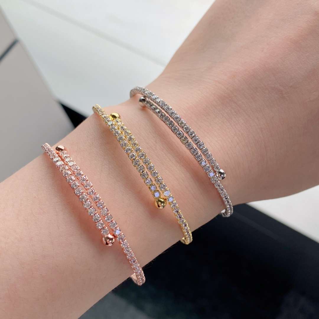 [Am jewelry]Row of Diamonds Round Fashion Bracelet