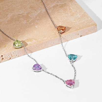 [Am jewelry]Sparkling Colorful Heart Cut Necklace