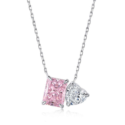 [Am jewelry]Dazzling Square & Heart Shape Necklace