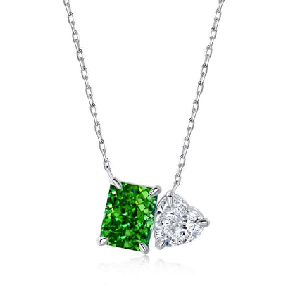 [Am jewelry]Dazzling Square & Heart Shape Necklace