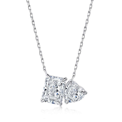 [Am jewelry]Dazzling Square & Heart Shape Necklace