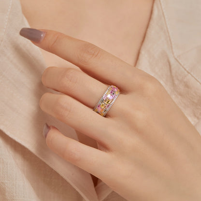 [Am jewelry]Radiant Colorful Radiant Cut Daily Ring