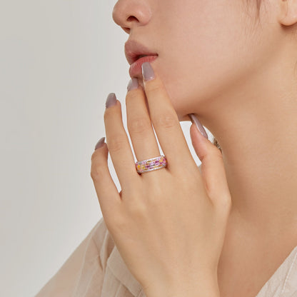 [Am jewelry]Radiant Colorful Radiant Cut Daily Ring