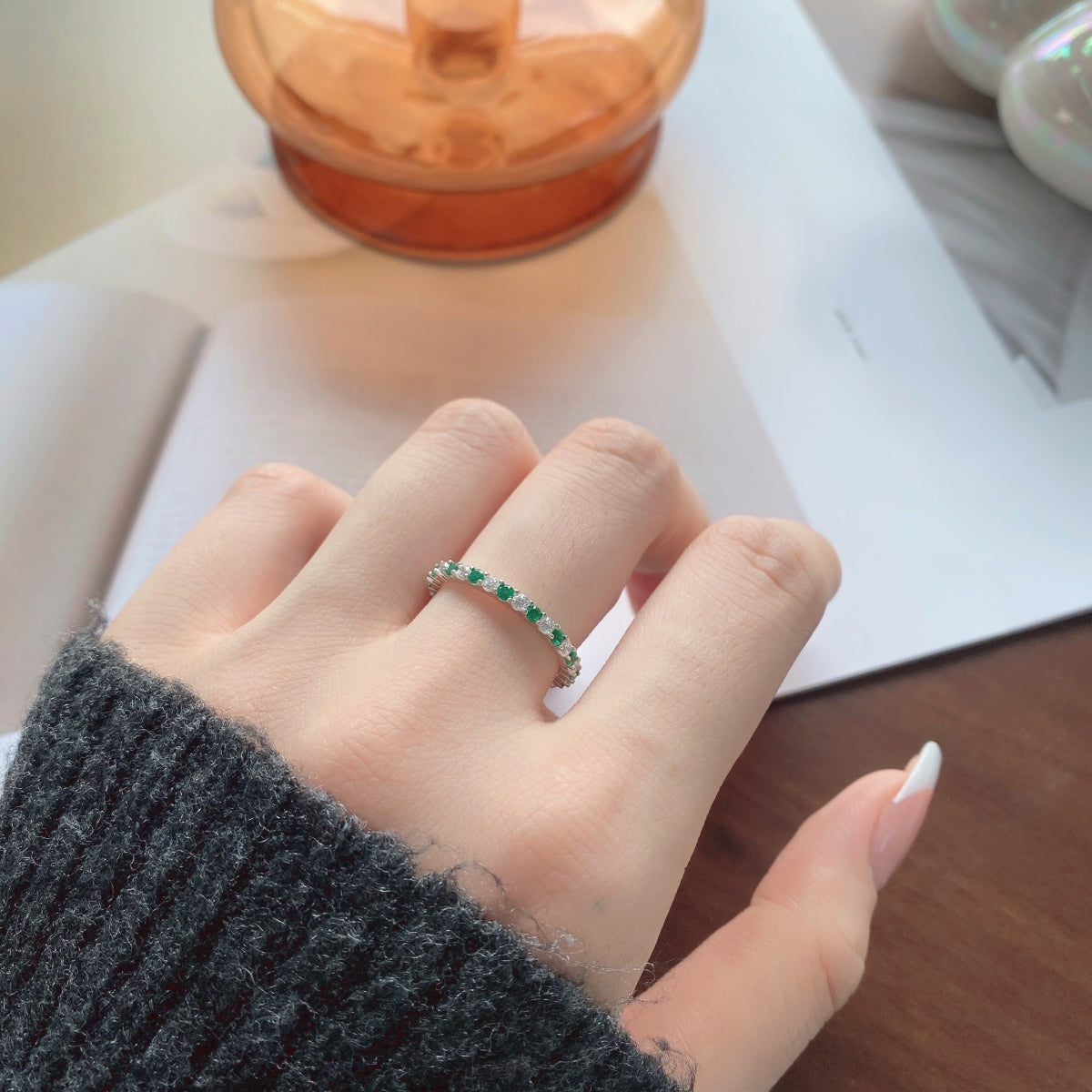 [Am jewelry]Exquisite Colorful Round Cut Tennis Ring
