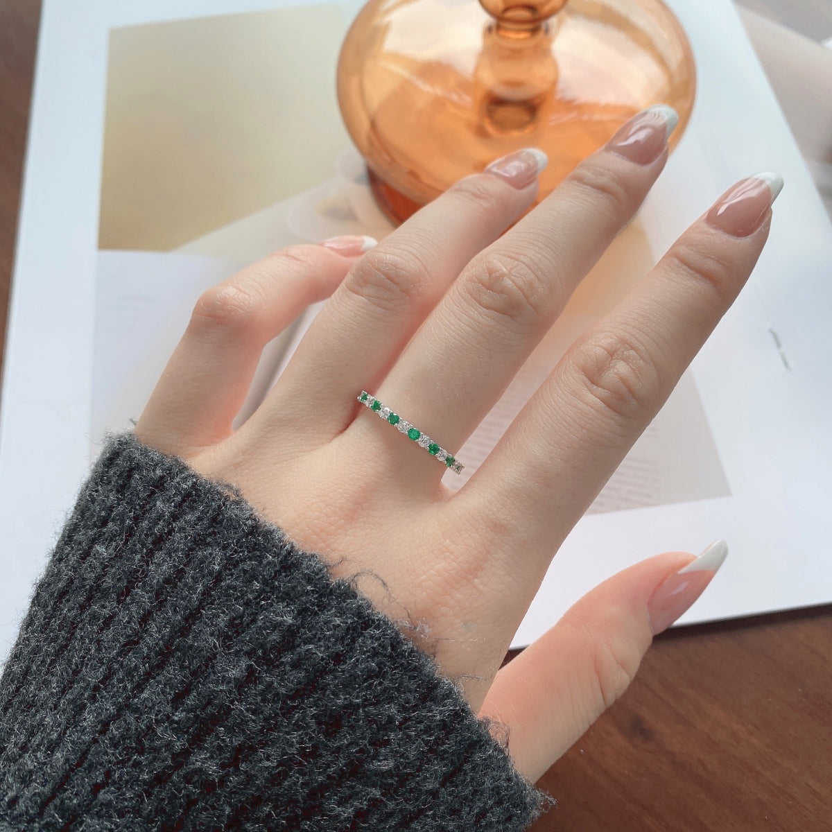 [Am jewelry]Exquisite Colorful Round Cut Tennis Ring