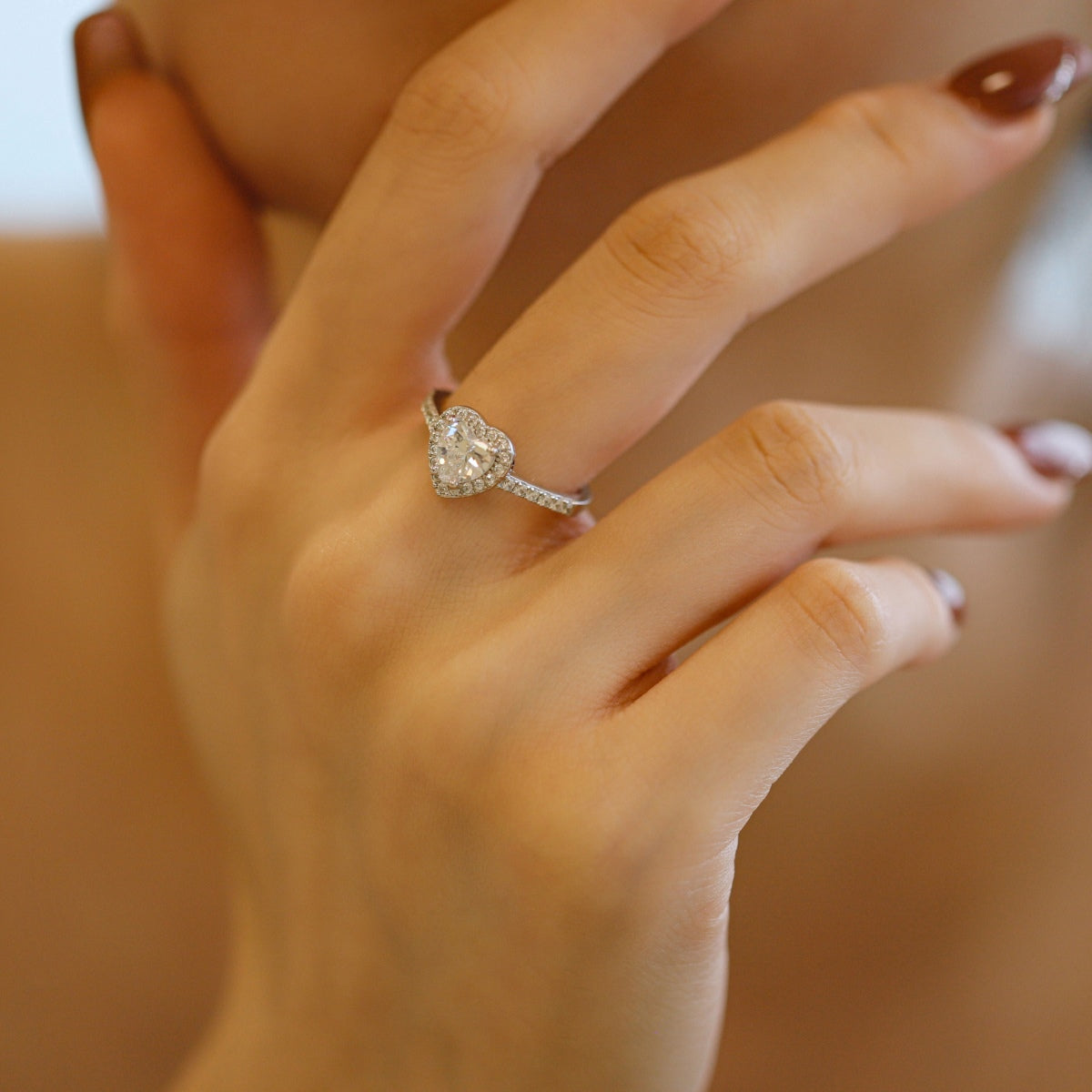 [Am jewelry]Eternity Splashy Romantic Heart Shape Lover Ring