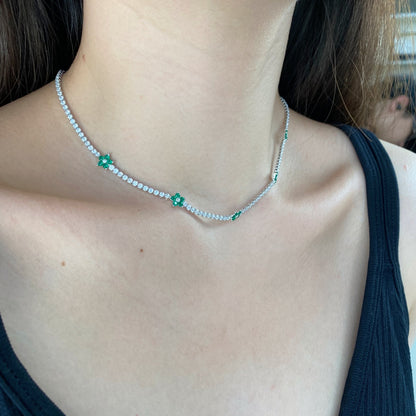[Am jewelry]Luxurious Colorful Flower Tennis Necklace