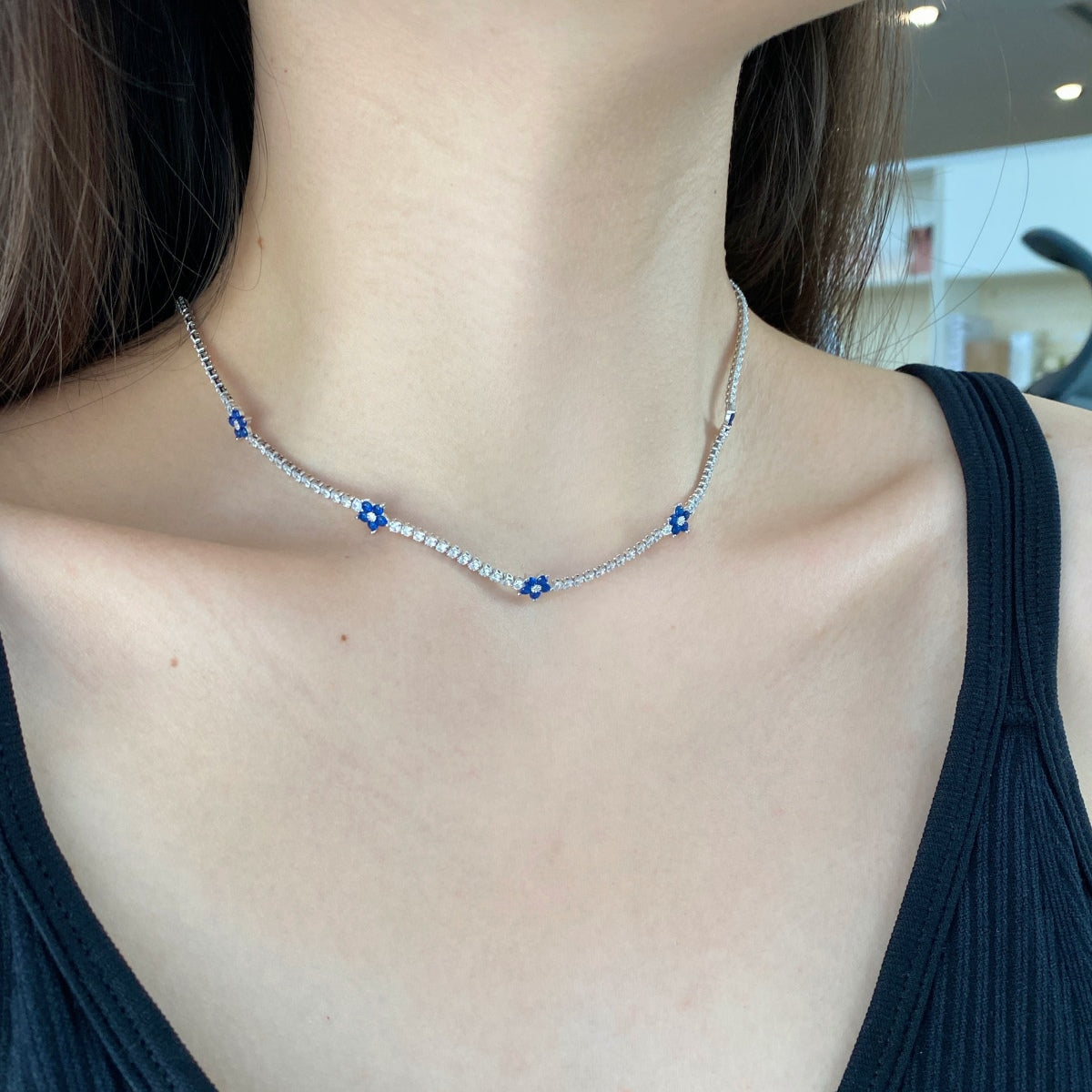 [Am jewelry]Luxurious Colorful Flower Tennis Necklace