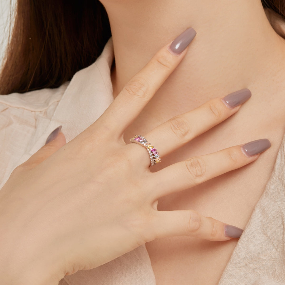 [Am jewelry]Unique Colorful Marquise Cut Daily Ring