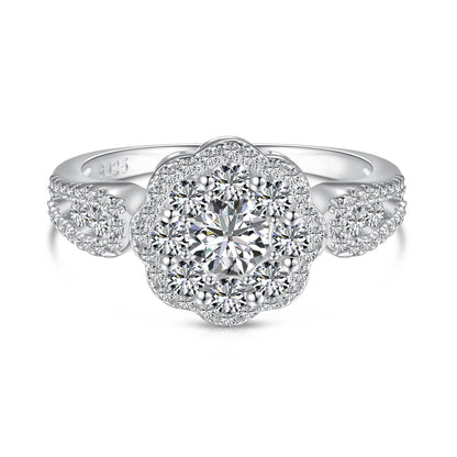 [Am jewelry]Delicate Colorful Round Cut Flower Shape Wedding Ring