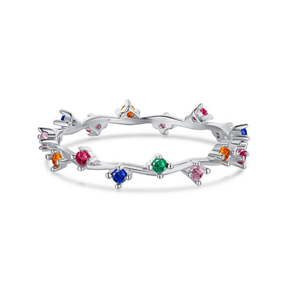 [Am jewelry]Radiant Colorful Round Cut Daily Ring