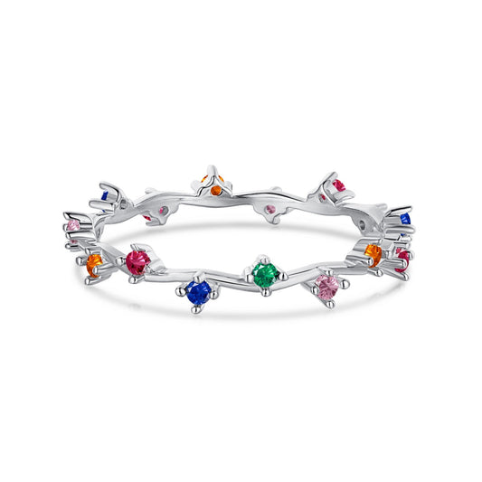 [Am jewelry]Radiant Colorful Round Cut Daily Ring