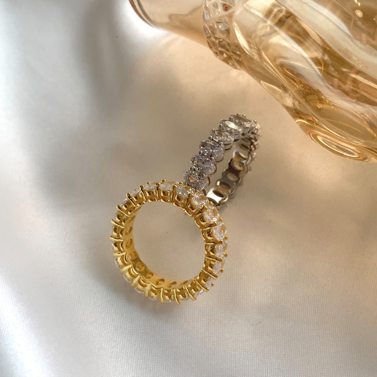 [Am jewelry]Ornate Oval Cut Tennis Ring