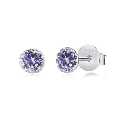 [Am jewelry]Sparkling Colorful Round Shape Earrings
