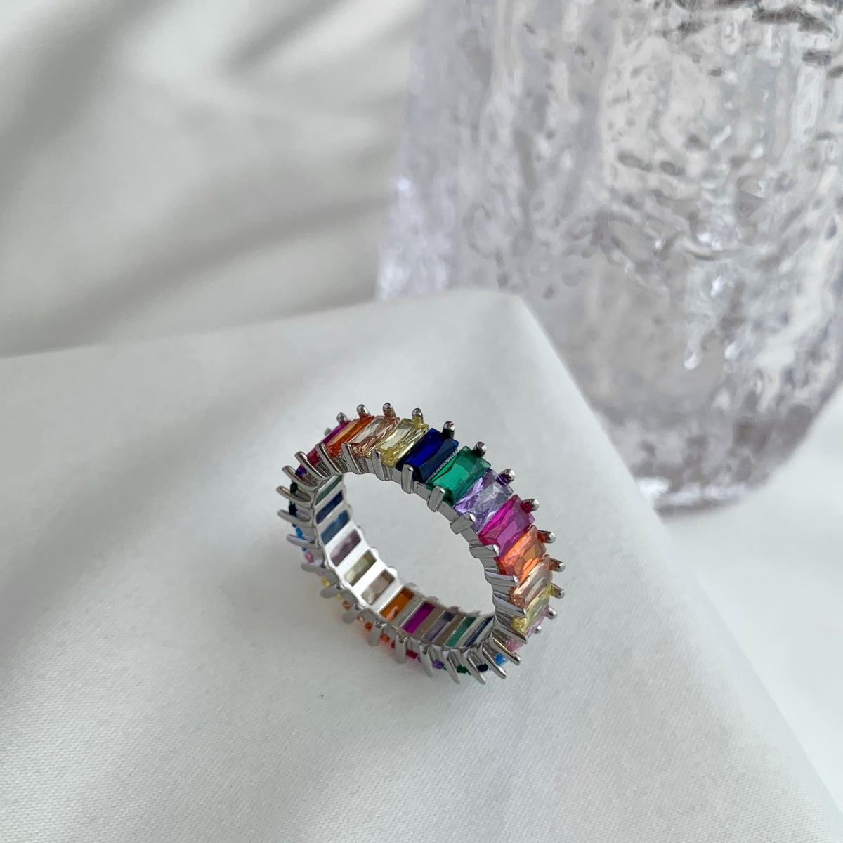 [Am jewelry]Unique Colorful Radiant Cut RIng