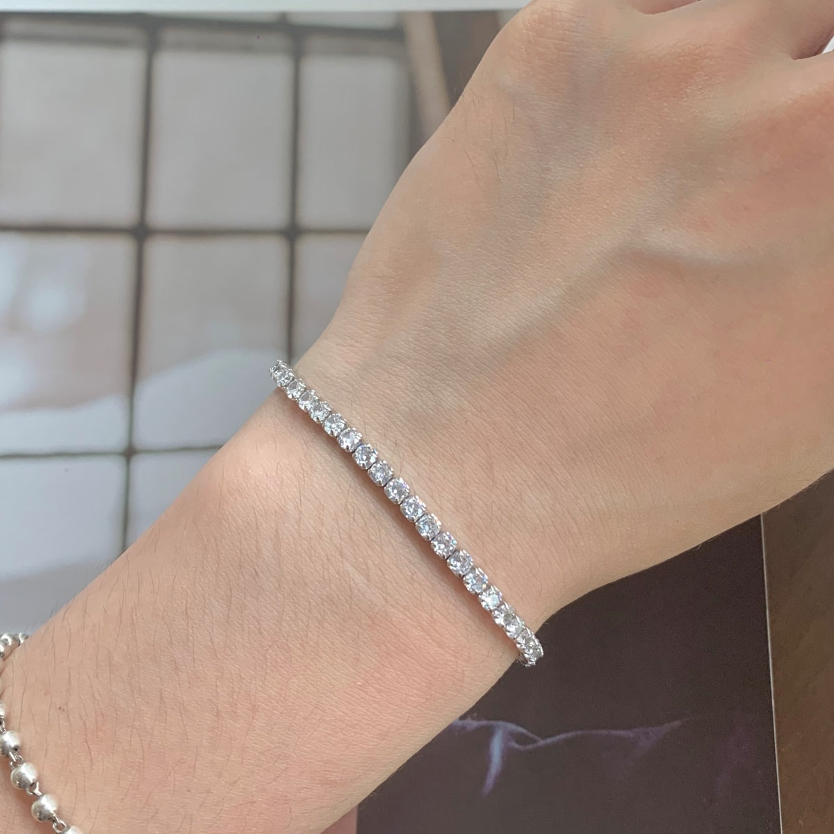 [Am jewelry]Sparkling Round Cut Daily Bracelet