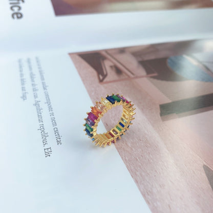 [Am jewelry]Unique Colorful Radiant Cut RIng