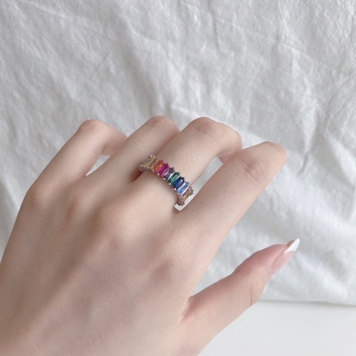 [Am jewelry]Unique Colorful Radiant Cut RIng