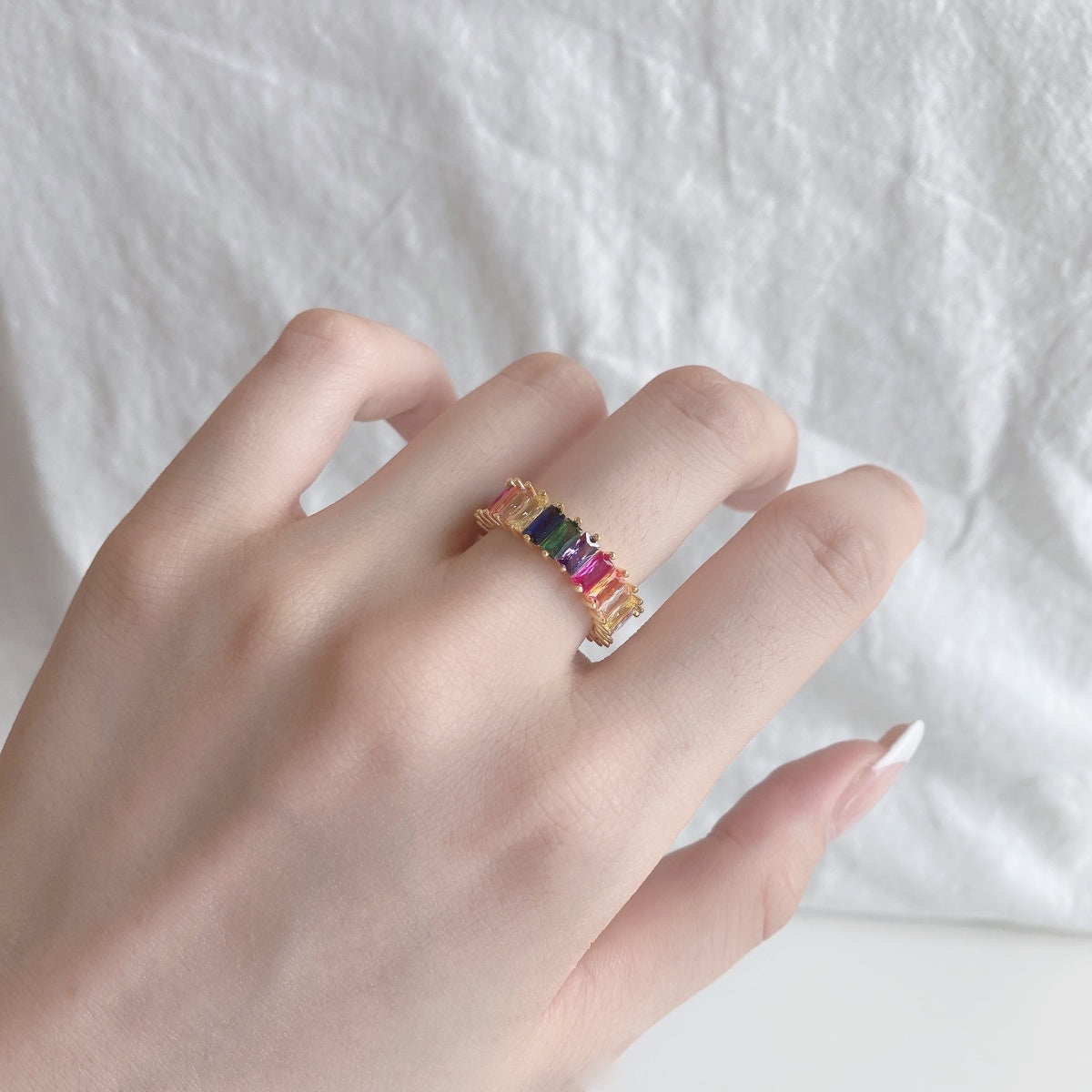 [Am jewelry]Unique Colorful Radiant Cut RIng
