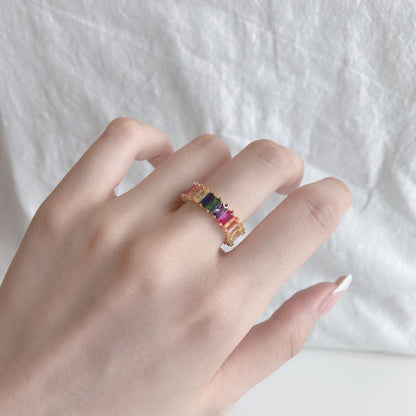 [Am jewelry]Unique Colorful Radiant Cut RIng