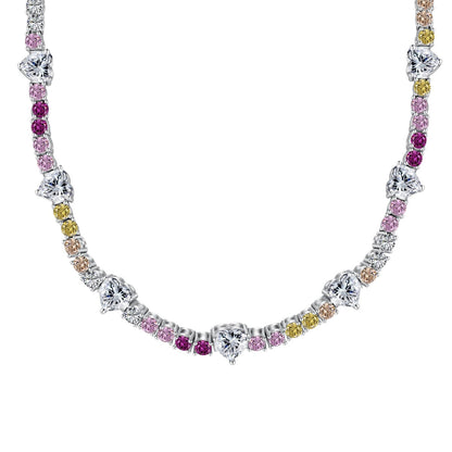 [Am jewelry]Delicate Colorful Rainbow Tennis Chain